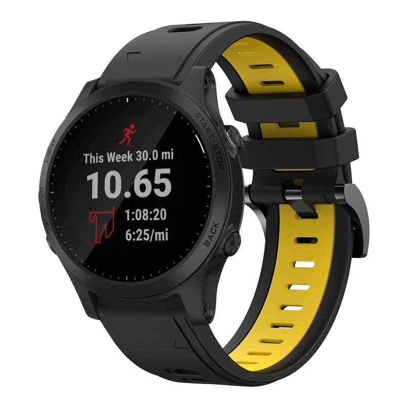 For Garmin Forerunner 945 22mm Two-Color Sports Silicone Watch Band(Black+Grey)