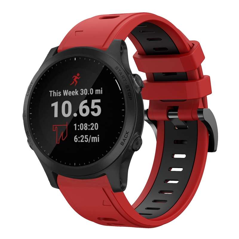 For Garmin Forerunner 945 22mm Two-Color Sports Silicone Watch Band(Black+Grey)