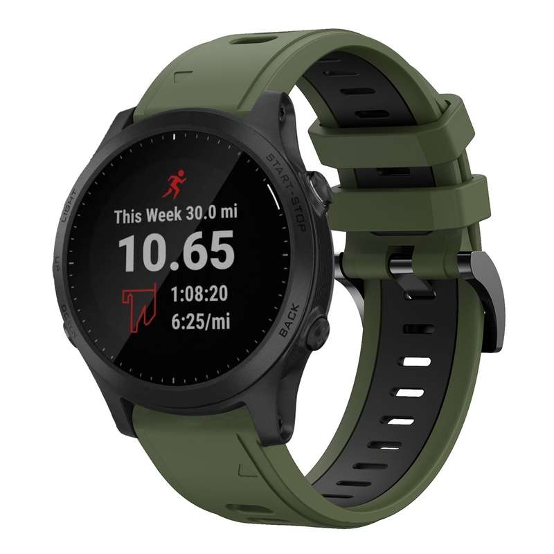 For Garmin Forerunner 945 22mm Two-Color Sports Silicone Watch Band(Black+Grey)
