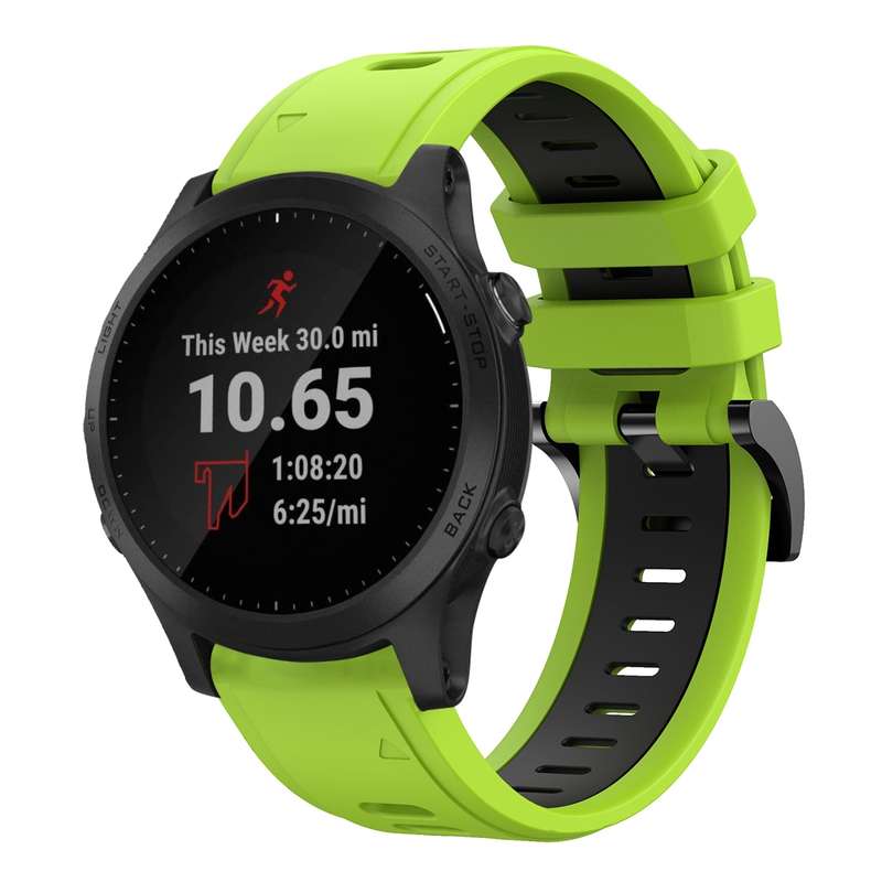 For Garmin Forerunner 945 22mm Two-Color Sports Silicone Watch Band(Black+Grey)