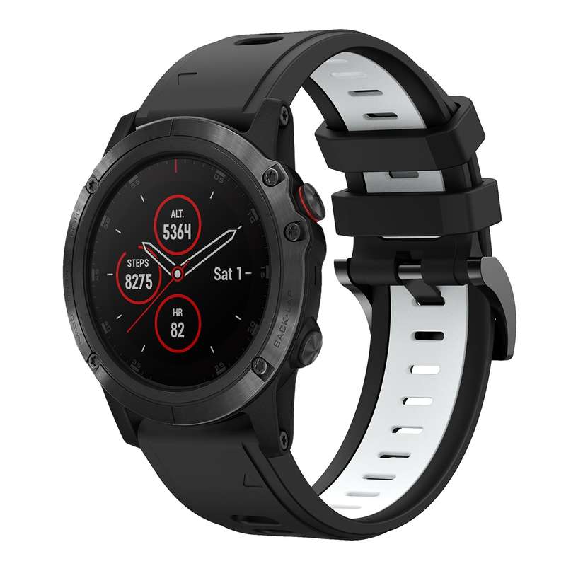 For Garmin Fenix 5X Sapphire 26mm Two-Color Sports Silicone Watch Band(Black+Grey)