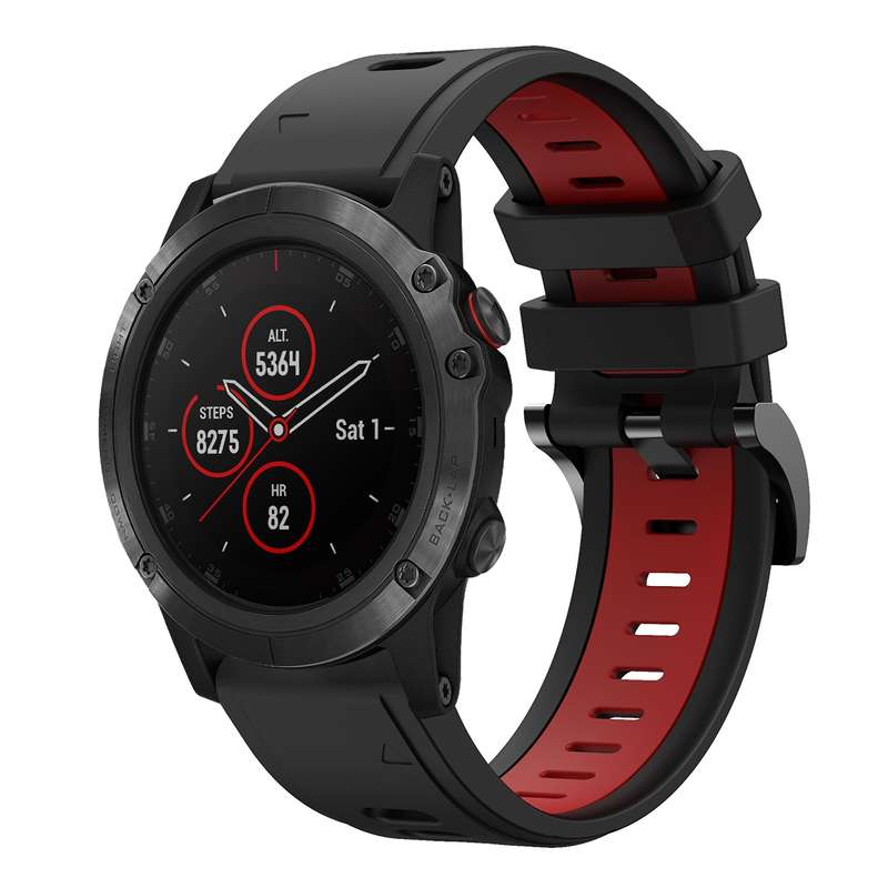 For Garmin Fenix 5X Sapphire 26mm Two-Color Sports Silicone Watch Band(Black+Grey)