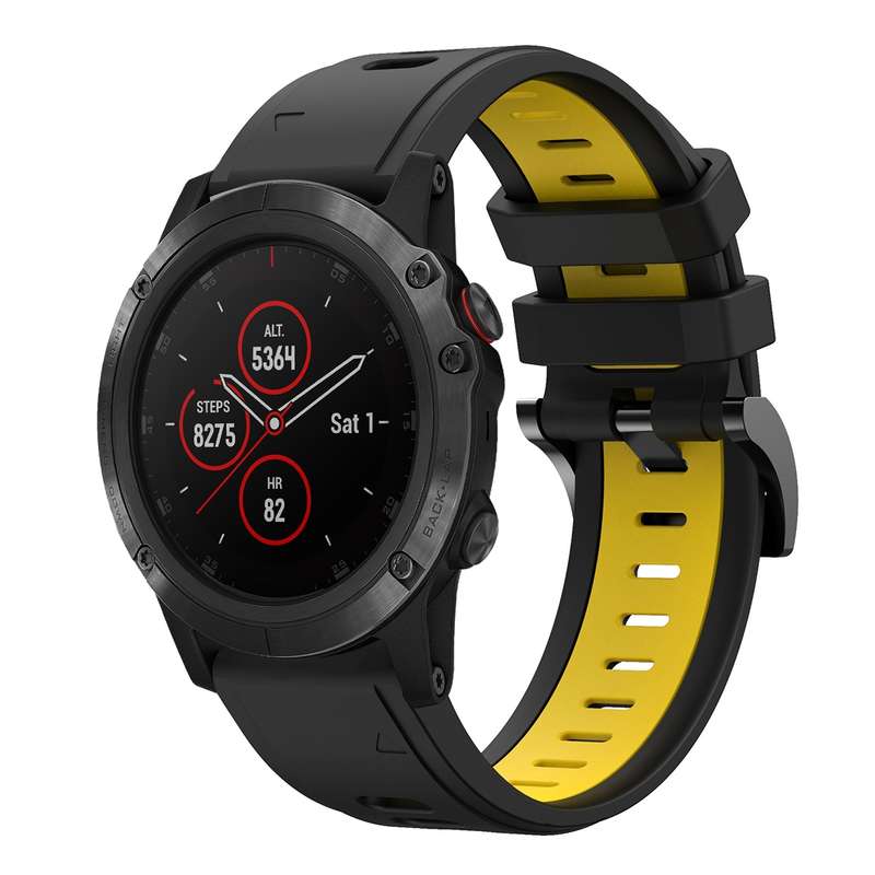 For Garmin Fenix 5X Sapphire 26mm Two-Color Sports Silicone Watch Band(Black+Grey)
