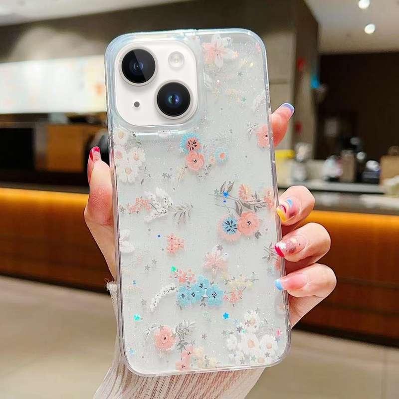 For iPhone 13 mini Fresh Small Floral Epoxy TPU Phone Case(D04 Colorful Floral)
