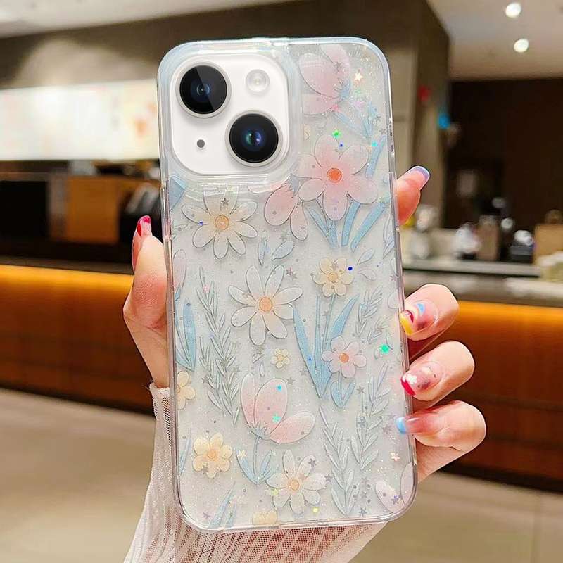 For iPhone 13 mini Fresh Small Floral Epoxy TPU Phone Case(D04 Colorful Floral)
