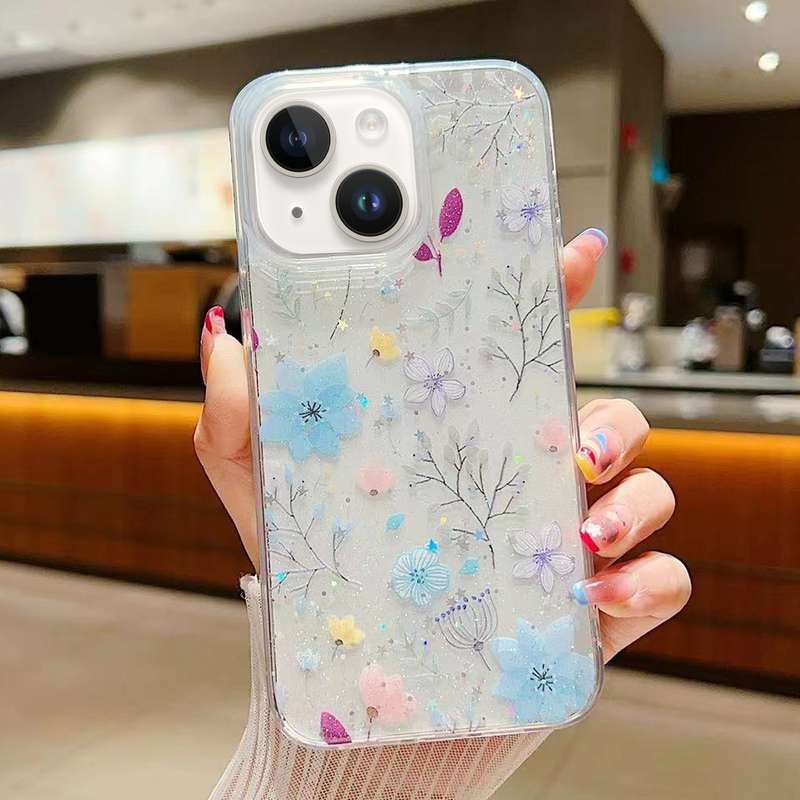 For iPhone 13 mini Fresh Small Floral Epoxy TPU Phone Case(D04 Colorful Floral)