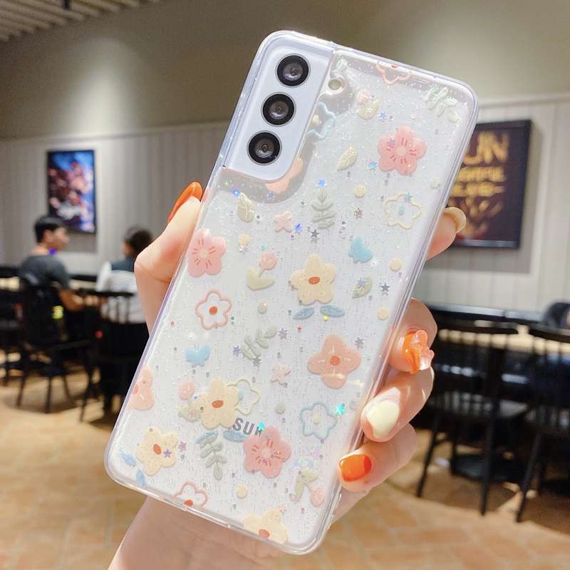 For Samsung Galaxy A32 4G Fresh Small Floral Epoxy TPU Phone Case(Pink Flowers 3)