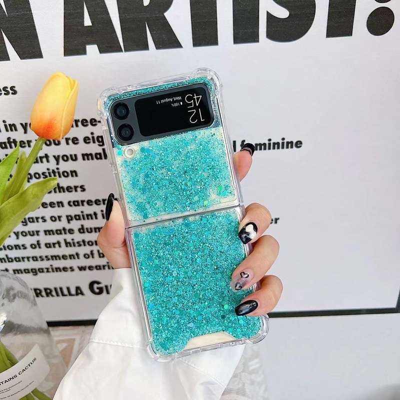For Samsung Galaxy Z Flip4 Glitter Sequins Epoxy TPU Phone Case(Gold)