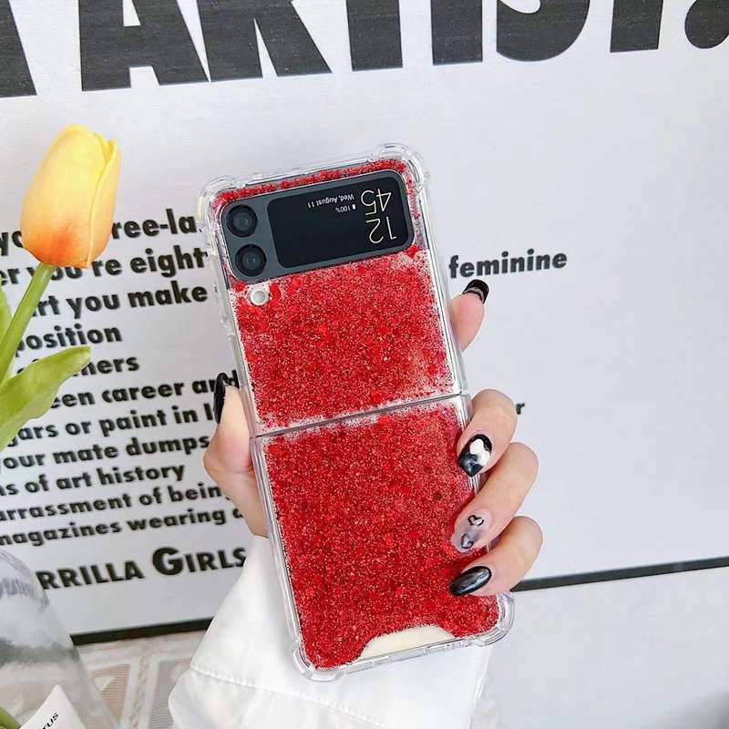 For Samsung Galaxy Z Flip4 Glitter Sequins Epoxy TPU Phone Case(Gold)