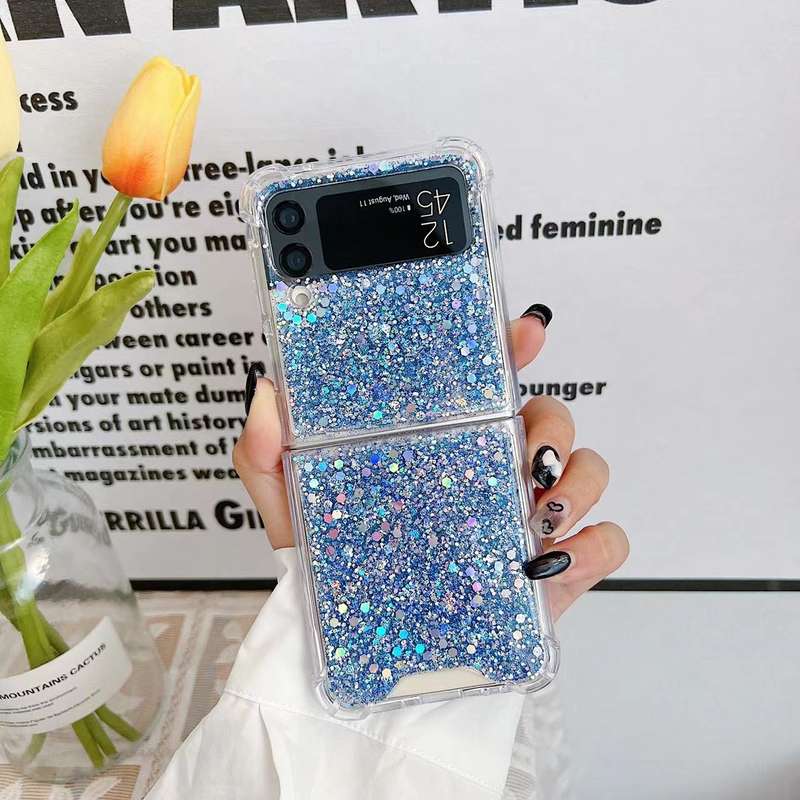 For Samsung Galaxy Z Flip4 Glitter Sequins Epoxy TPU Phone Case(Gold)