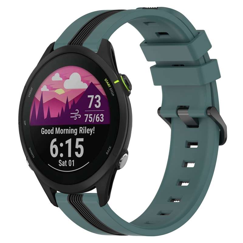 For Garmin Forerunner 255 Music 22mm Vertical Two-Color Silicone Watch Band(Orange+Black)