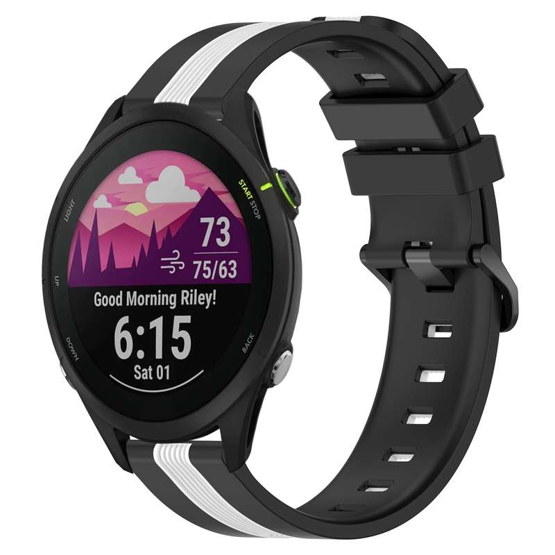 For Garmin Forerunner 255 Music 22mm Vertical Two-Color Silicone Watch Band(Orange+Black)