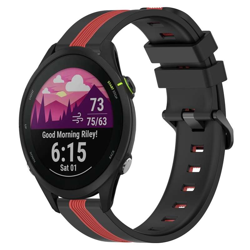 For Garmin Forerunner 255 Music 22mm Vertical Two-Color Silicone Watch Band(Orange+Black)