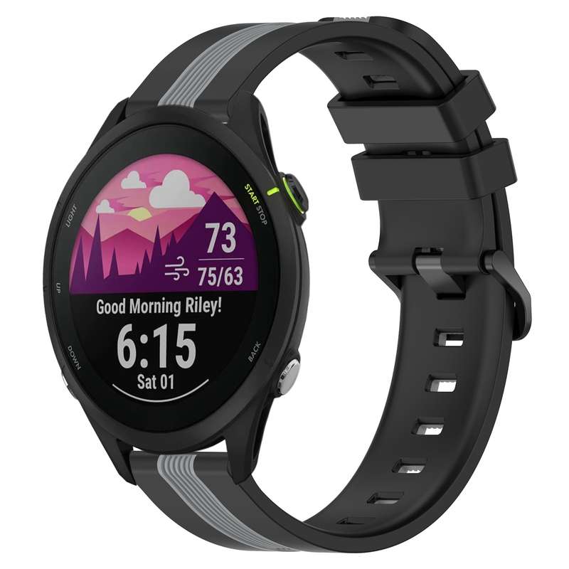 For Garmin Forerunner 255 Music 22mm Vertical Two-Color Silicone Watch Band(Orange+Black)