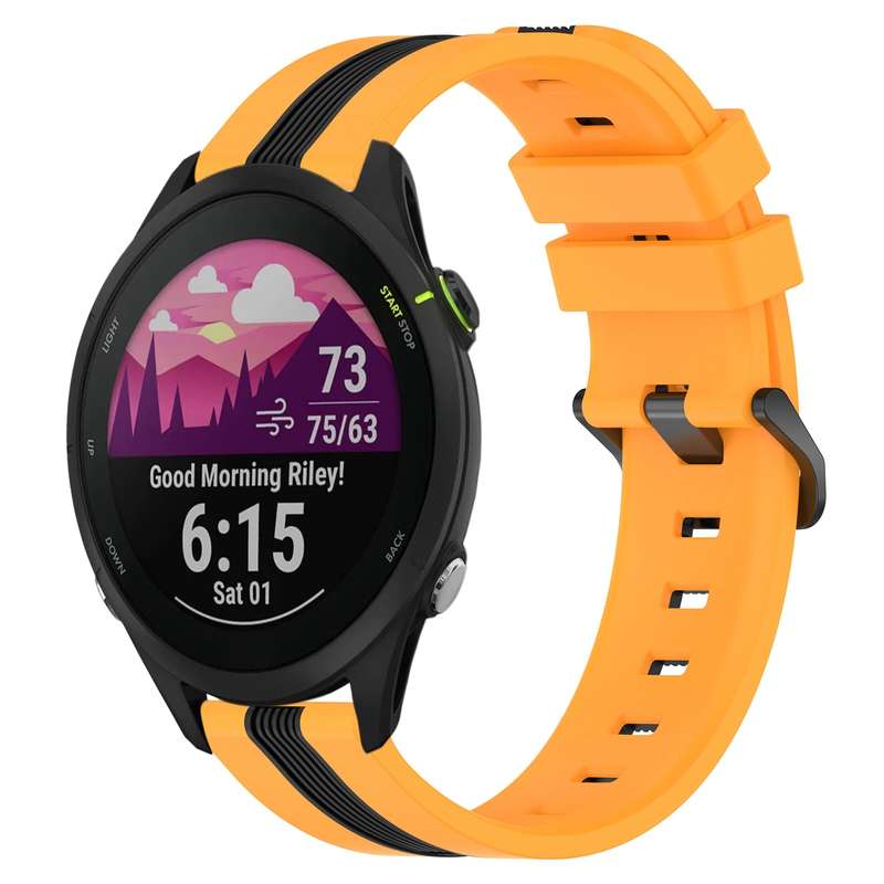 For Garmin Forerunner 255 Music 22mm Vertical Two-Color Silicone Watch Band(Orange+Black)