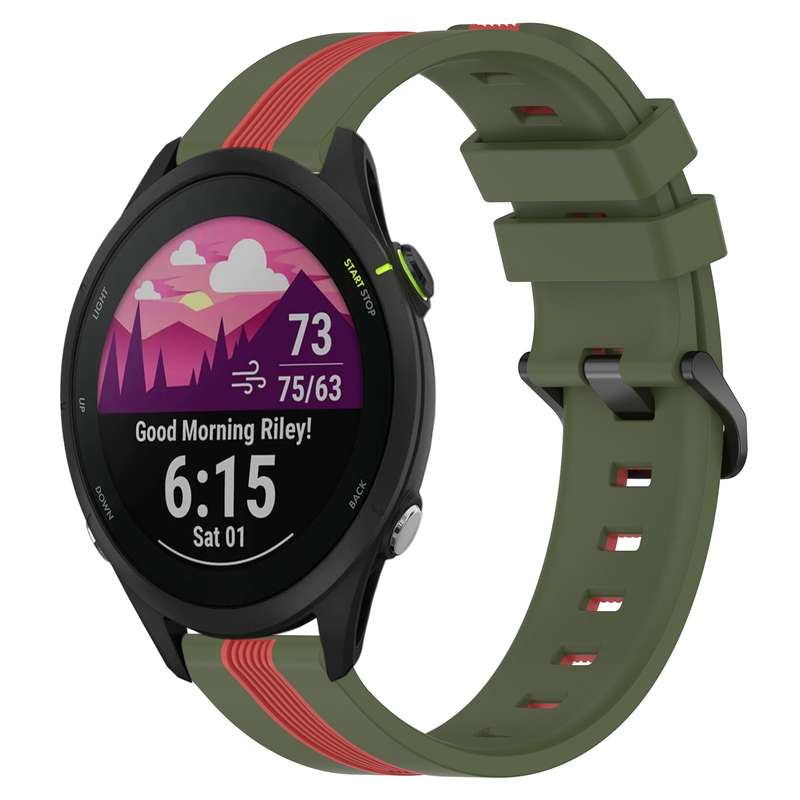 For Garmin Forerunner 255 Music 22mm Vertical Two-Color Silicone Watch Band(Orange+Black)