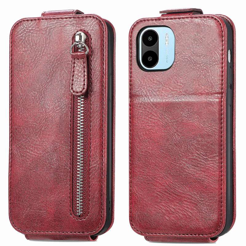 For Xiaomi Redmi A1 Zipper Wallet Vertical Flip Leather Phone Case(Red)