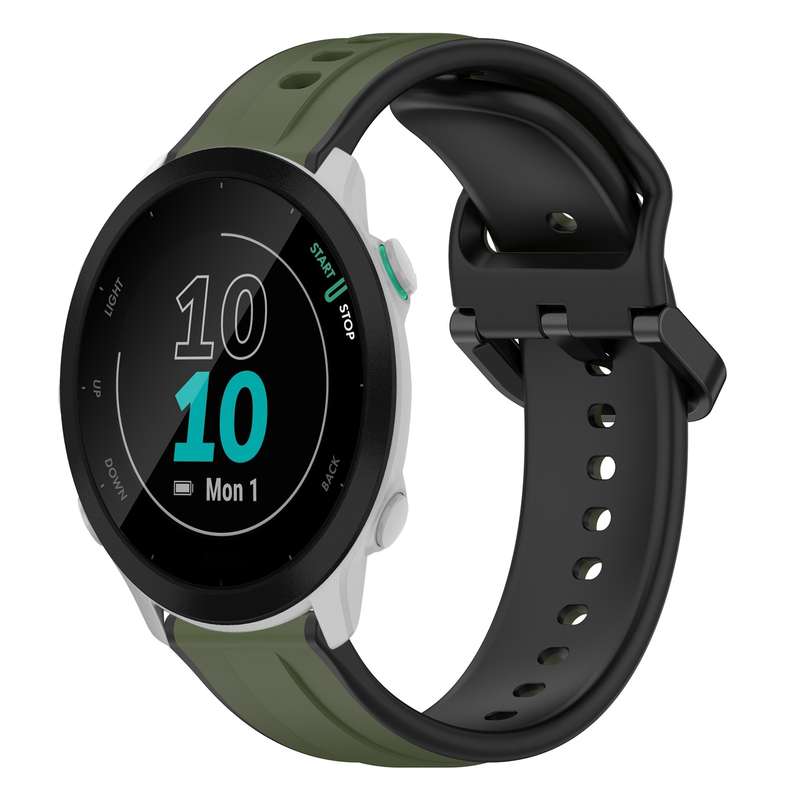 For Garmin Forerunner 55 20mm Convex Loop Two-Color Silicone Watch Band(Midnight Blue+White)