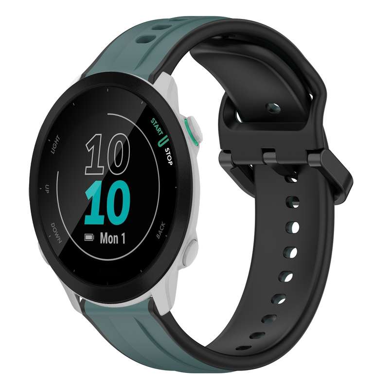 For Garmin Forerunner 55 20mm Convex Loop Two-Color Silicone Watch Band(Midnight Blue+White)