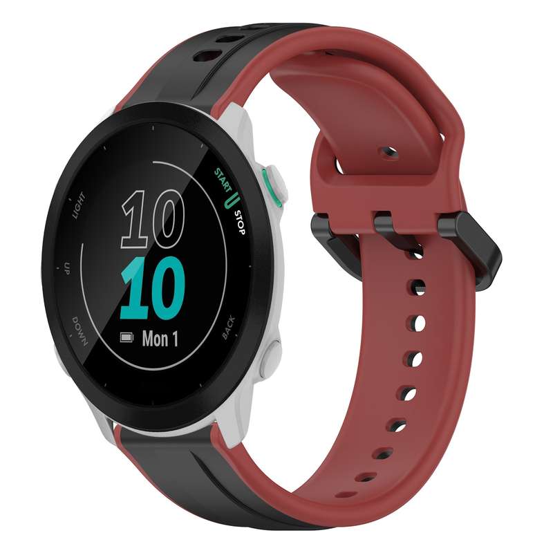For Garmin Forerunner 55 20mm Convex Loop Two-Color Silicone Watch Band(Midnight Blue+White)