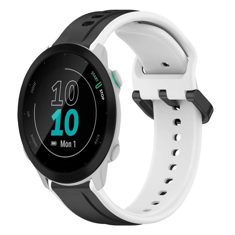 For Garmin Forerunner 55 20mm Convex Loop Two-Color Silicone Watch Band(Midnight Blue+White)