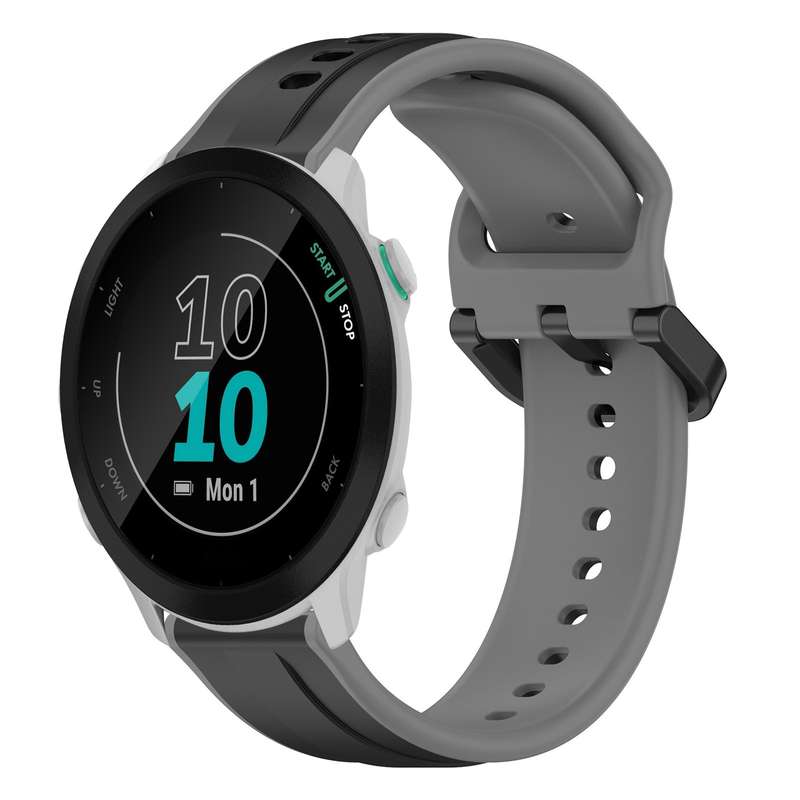 For Garmin Forerunner 55 20mm Convex Loop Two-Color Silicone Watch Band(Midnight Blue+White)