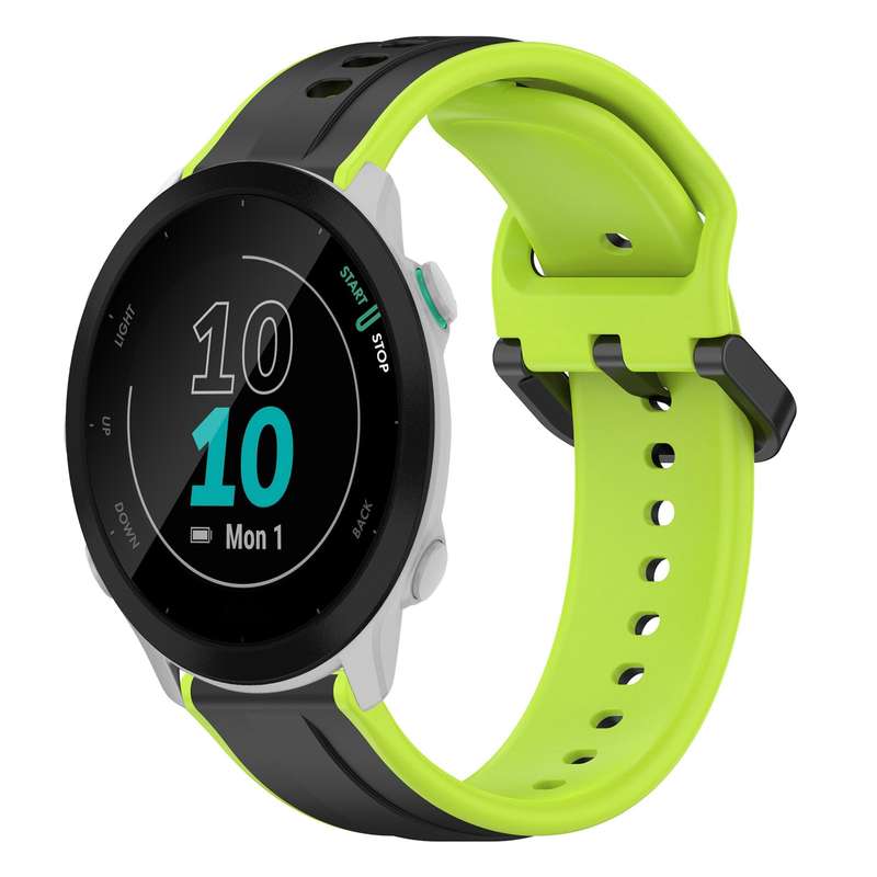 For Garmin Forerunner 55 20mm Convex Loop Two-Color Silicone Watch Band(Midnight Blue+White)