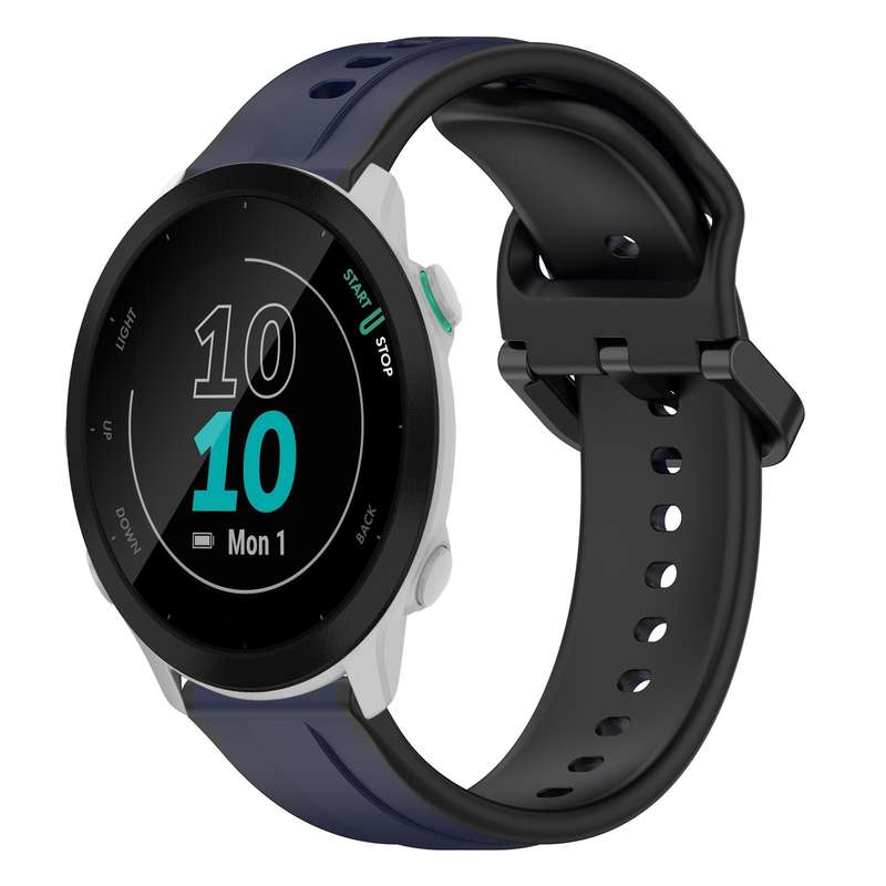 For Garmin Forerunner 55 20mm Convex Loop Two-Color Silicone Watch Band(Midnight Blue+White)