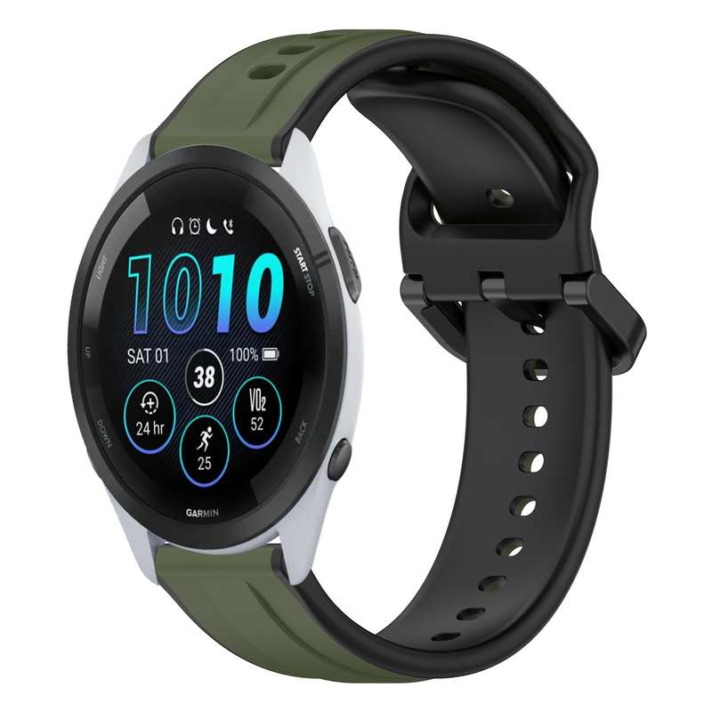 For Garmin Forerunner 265 22mm Convex Loop Two-Color Silicone Watch Band(Orange+Black)