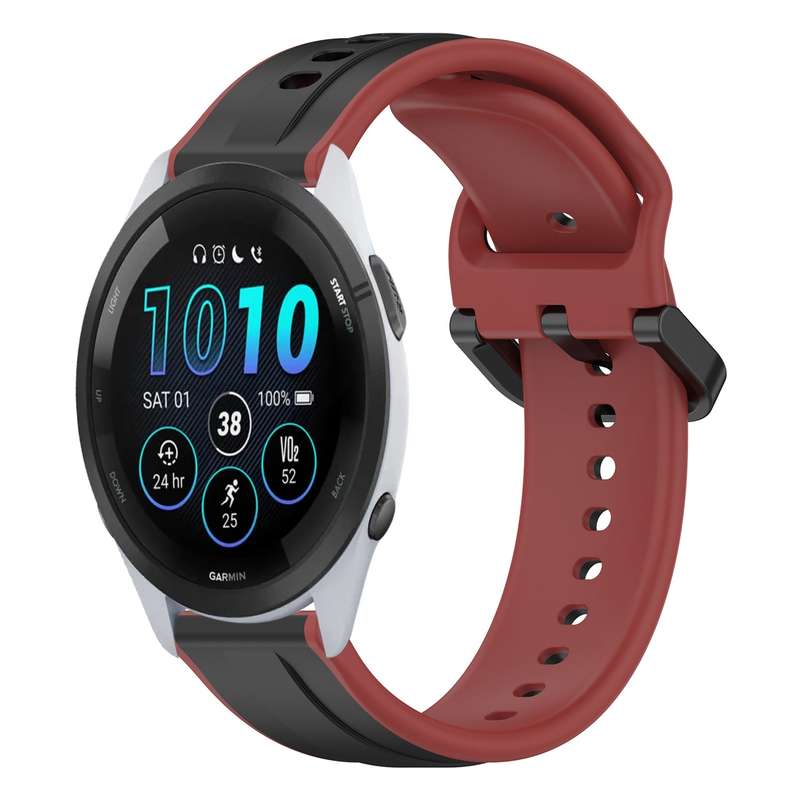 For Garmin Forerunner 265 22mm Convex Loop Two-Color Silicone Watch Band(Orange+Black)