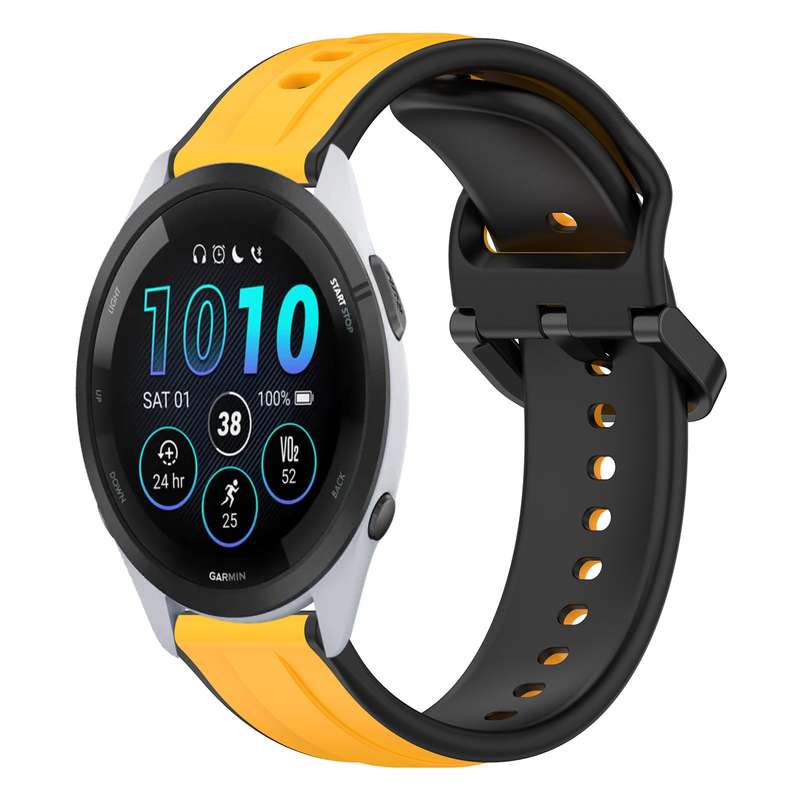 For Garmin Forerunner 265 22mm Convex Loop Two-Color Silicone Watch Band(Orange+Black)
