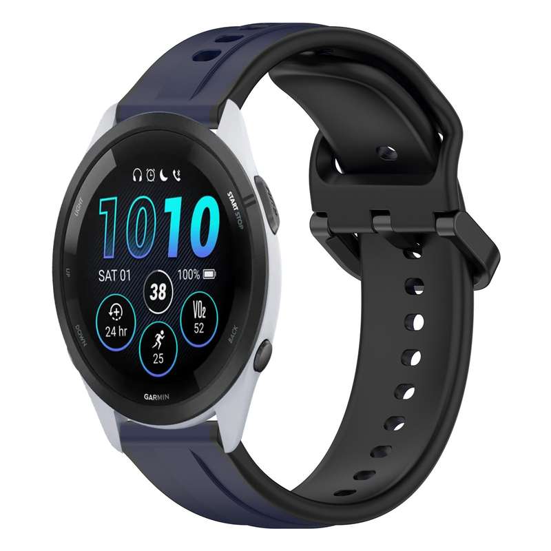 For Garmin Forerunner 265 22mm Convex Loop Two-Color Silicone Watch Band(Orange+Black)