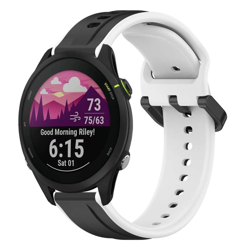 For Garmin Forerunner 255 Music 22mm Convex Loop Two-Color Silicone Watch Band(Black+Lime)
