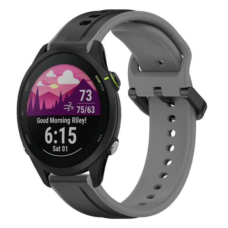 For Garmin Forerunner 255 Music 22mm Convex Loop Two-Color Silicone Watch Band(Black+Lime)