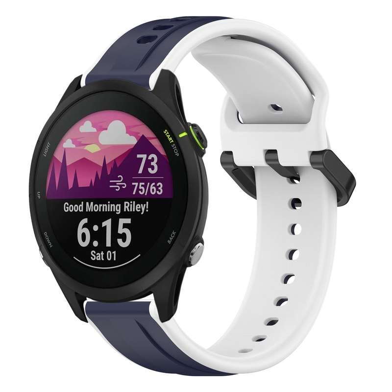 For Garmin Forerunner 255 Music 22mm Convex Loop Two-Color Silicone Watch Band(Black+Lime)