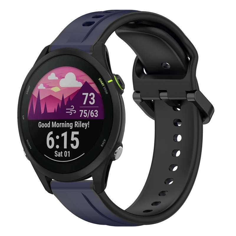 For Garmin Forerunner 255 Music 22mm Convex Loop Two-Color Silicone Watch Band(Black+Lime)
