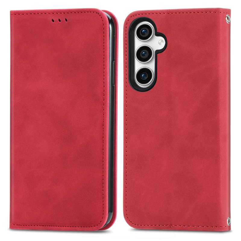 For Samsung Galaxy S23 FE 5G Retro Skin Feel Magnetic Leather Phone Case(Red)