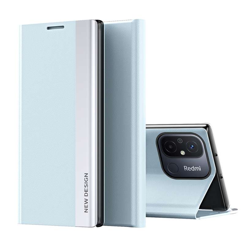 For Xiaomi Redmi 12C Side Electroplated Adsorption Leather Phone Case(Dark Blue)