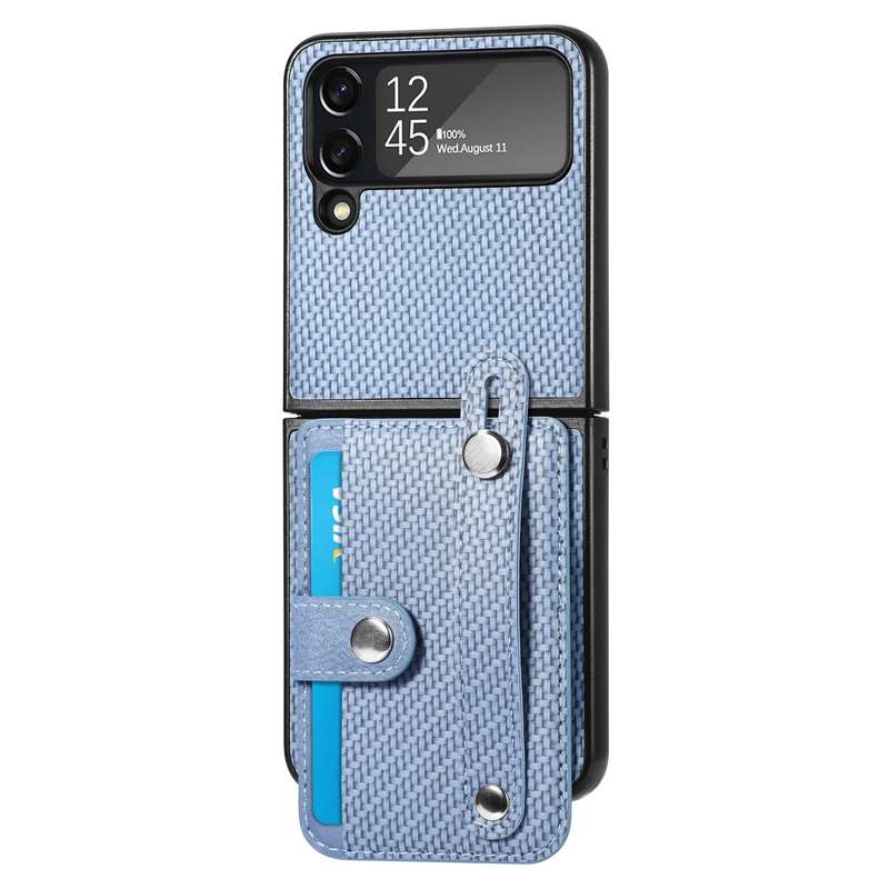 For Samsung Galaxy Z Flip 5G Wristband Kickstand Card Wallet Back Cover Phone Case(Black)