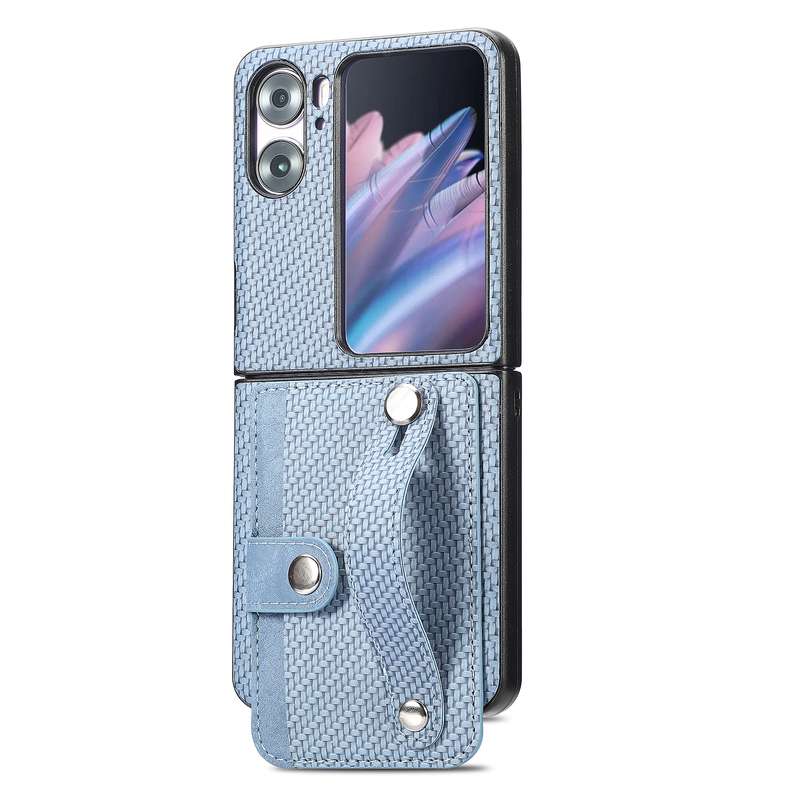 For OPPO Find N2 Flip Wristband Kickstand Card Wallet Back Cover Phone Case(Khaki)