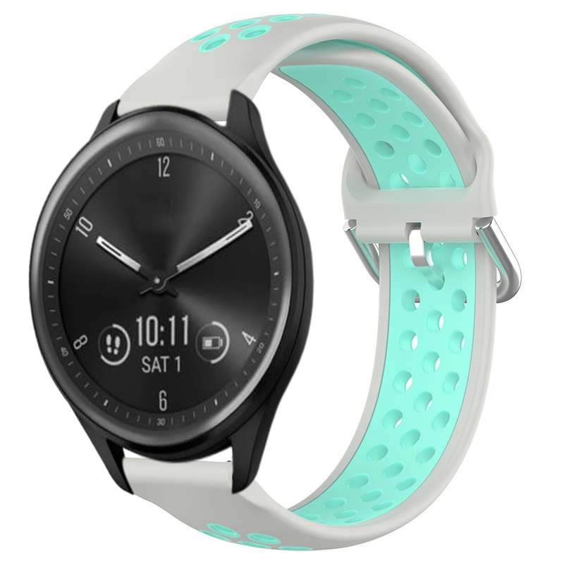 For Garmin Vivomove Sport 20mm Perforated Breathable Sports Silicone Watch Band(Black+ Grey)