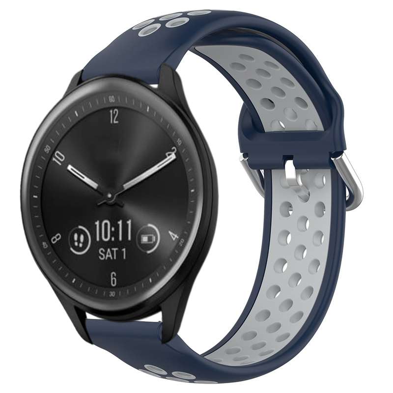 For Garmin Vivomove Sport 20mm Perforated Breathable Sports Silicone Watch Band(Black+ Grey)