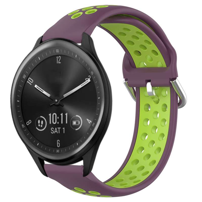 For Garmin Vivomove Sport 20mm Perforated Breathable Sports Silicone Watch Band(Black+ Grey)