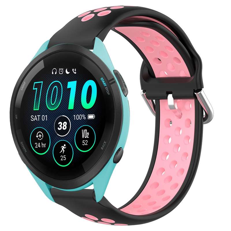For Garmin Forerunner 265 22mm Perforated Breathable Sports Silicone Watch Band(Black)