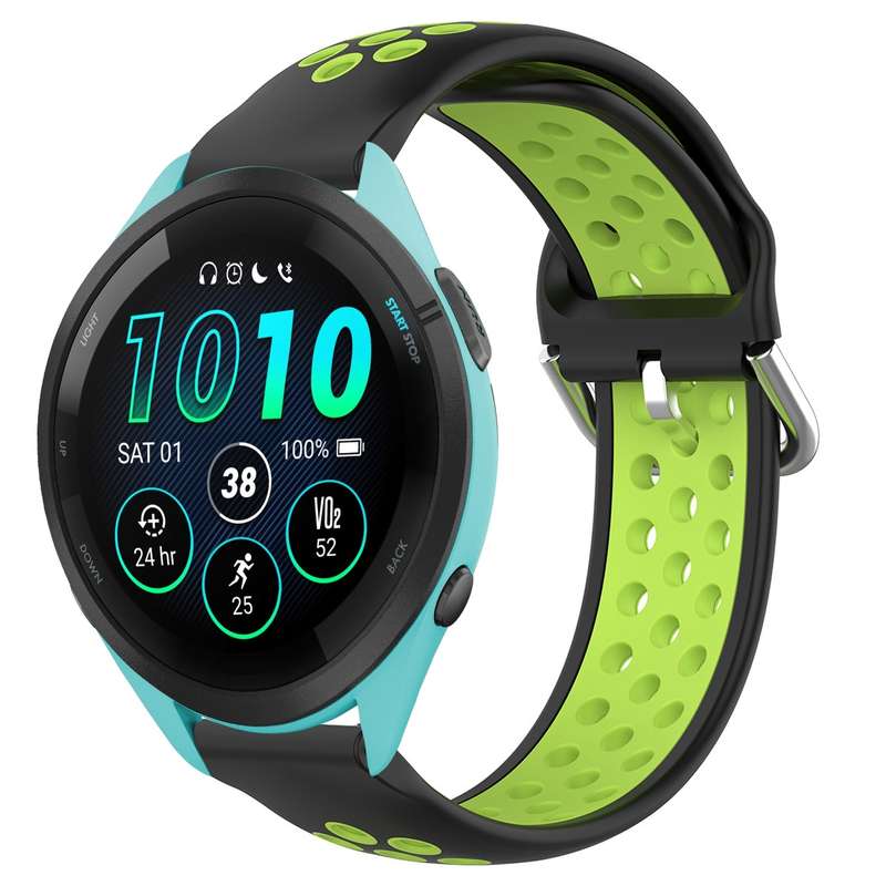 For Garmin Forerunner 265 22mm Perforated Breathable Sports Silicone Watch Band(Black)