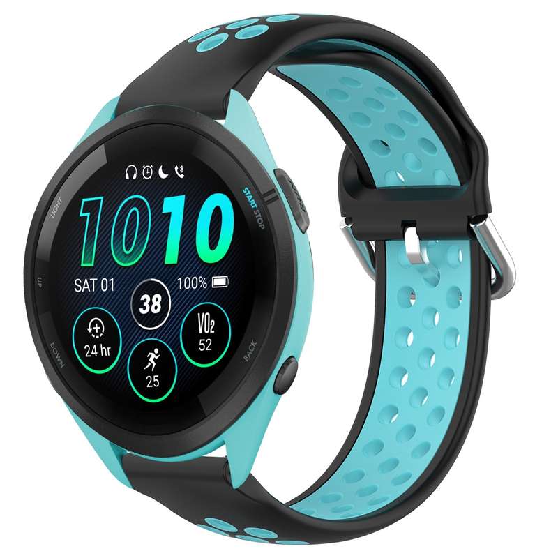 For Garmin Forerunner 265 22mm Perforated Breathable Sports Silicone Watch Band(Black)