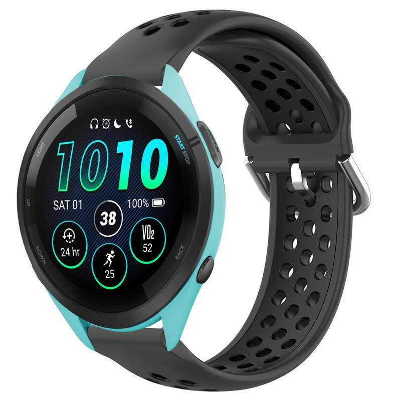For Garmin Forerunner 265 22mm Perforated Breathable Sports Silicone Watch Band(Orange+Grey)