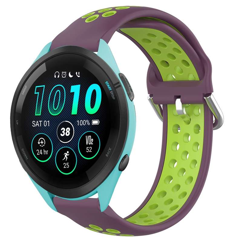 For Garmin Forerunner 265 22mm Perforated Breathable Sports Silicone Watch Band(Black)