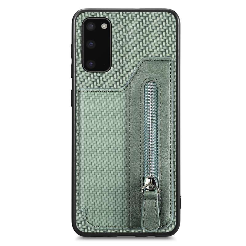 For Samsung Galaxy S20 Ultra Carbon Fiber Horizontal Flip Zipper Wallet Phone Case(Black)
