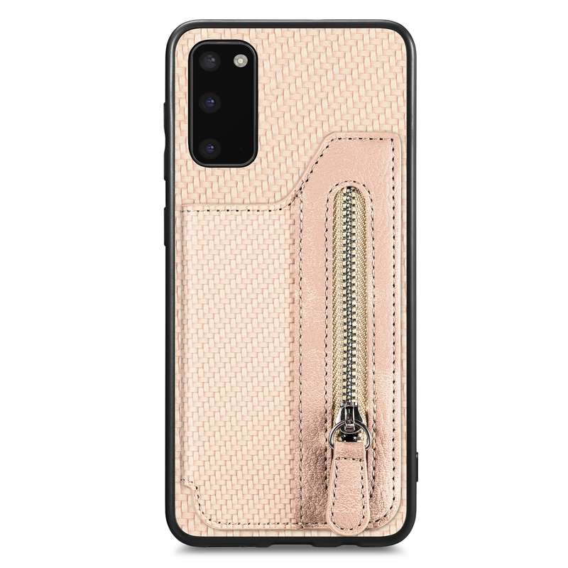 For Samsung Galaxy S20 Ultra Carbon Fiber Horizontal Flip Zipper Wallet Phone Case(Black)